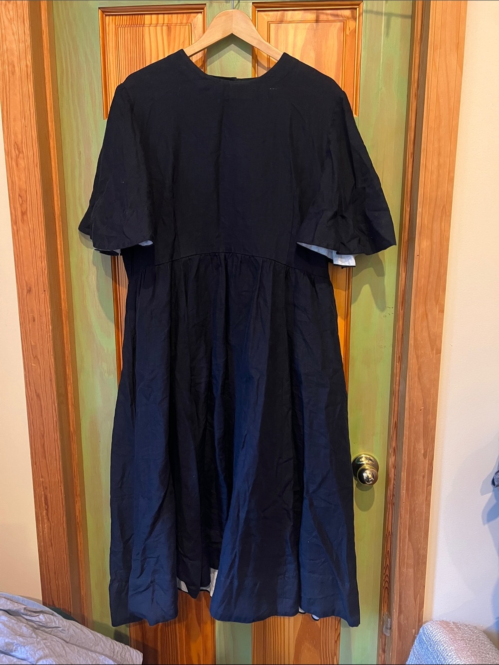 Son de Flor Navy Midi Dress with Butterfly Short Sleeves